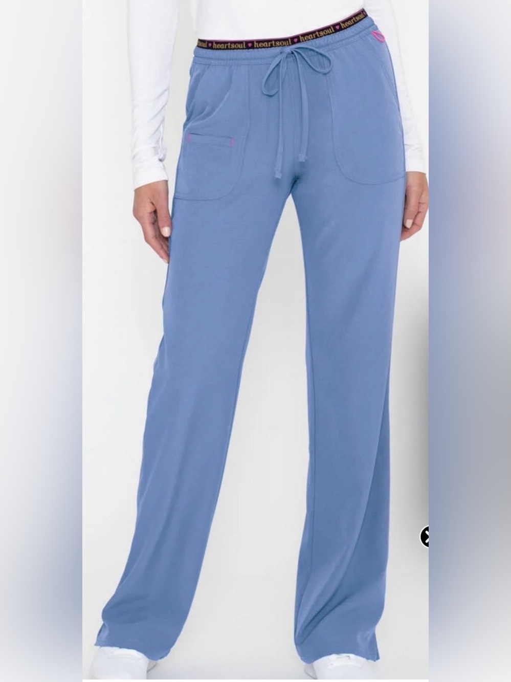 New HeartSoul Heart Breaker Drawstring Women’s scrub bottoms Ceil Blue Small S